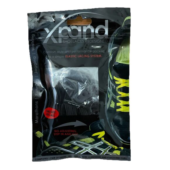 Xpand Laces Black No Tie Elastic Shoelaces One Size NEW - Picture 1 of 3
